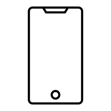 Akıllı Telefon Simgesi, Basit Siyah ve Beyaz Vektör İllüstrasyonu
