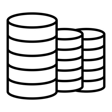 Veri Tabanı Simgesi, Basit Siyah ve Beyaz Vektör İllüstrasyonu