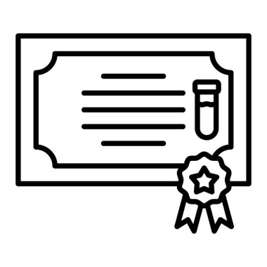 Sertifika Simgesi, Basit Siyah ve Beyaz Vektör İllüstrasyonu