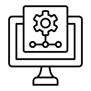 Yapılandırma Simgesi, Basit Siyah ve Beyaz Vektör İllüstrasyonu