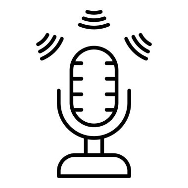 Mikrofon hattı simgesi, Basit Siyah ve Beyaz Vektör İllüstrasyonu