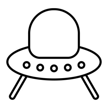 Ufo Simgesi, Basit Siyah ve Beyaz Vektör İllüstrasyonu