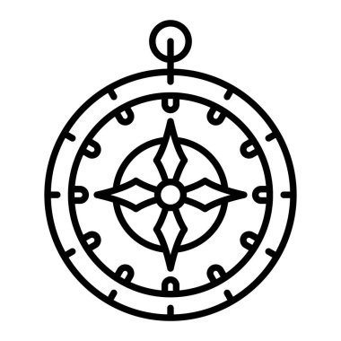 Pusula Simgesi, Basit Siyah ve Beyaz Vektör İllüstrasyonu