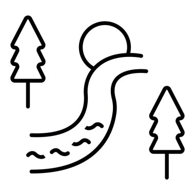 Tembel Nehir çizgisi simgesi, Basit Siyah ve Beyaz Vektör İllüstrasyonu