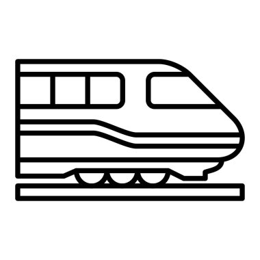 Tren Simgesi, Basit Siyah ve Beyaz Vektör İllüstrasyonu