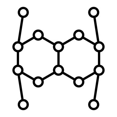 Molekül Simgesi, Basit Siyah ve Beyaz Vektör İllüstrasyonu