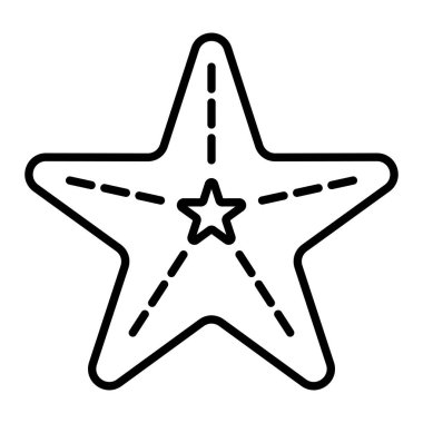 Denizyıldızı Simgesi, Basit Siyah ve Beyaz Vektör İllüstrasyonu