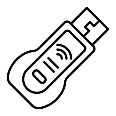 Dongle çizgi simgesi, Basit Siyah ve Beyaz Vektör İllüstrasyonu