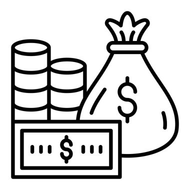 Para hattı simgesi, Basit Siyah ve Beyaz Vektör İllüstrasyonu