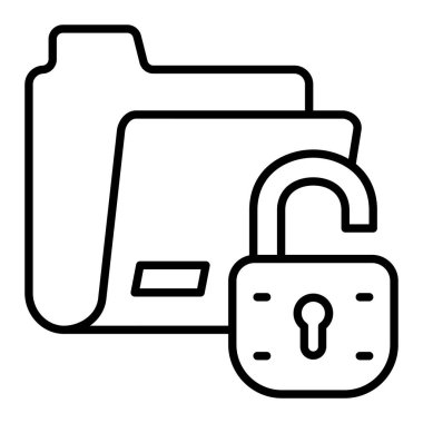 Kilitlenmemiş satır simgesi, Basit Siyah ve Beyaz Vektör İllüstrasyonu