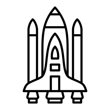 Uzay Roketi Simgesi, Basit Siyah ve Beyaz Vektör İllüstrasyonu