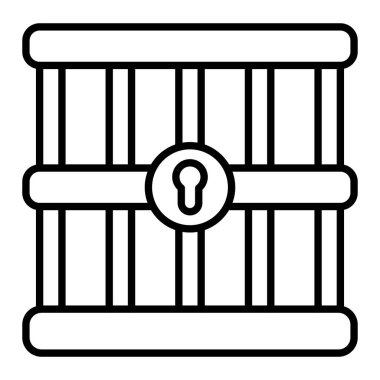 Hapishane Simgesi, Basit Siyah ve Beyaz Vektör İllüstrasyonu