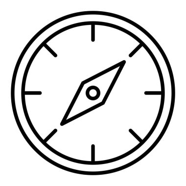 Pusula Simgesi, Basit Siyah ve Beyaz Vektör İllüstrasyonu