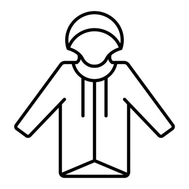 Yağmurluk Simgesi, Basit Siyah ve Beyaz Vektör İllüstrasyonu