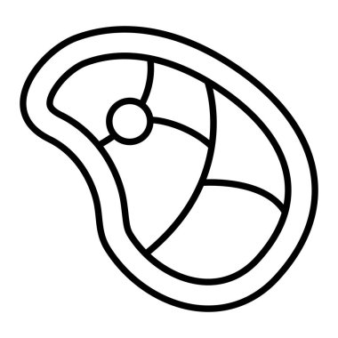 Biftek Simgesi, Basit Siyah ve Beyaz Vektör İllüstrasyonu