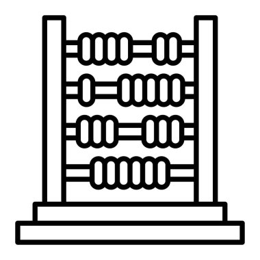 Abaküs Simgesi, Basit Siyah ve Beyaz Vektör İllüstrasyonu