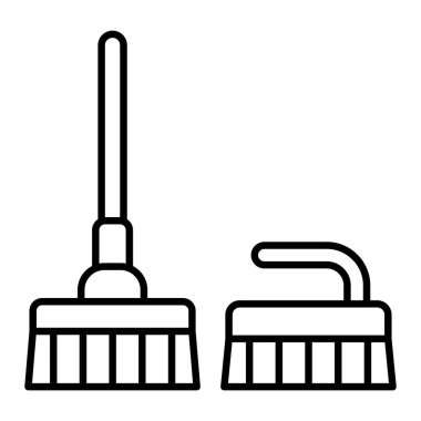 Temizlik Fırçası Simgesi, Basit Siyah ve Beyaz Vektör İllüstrasyonu