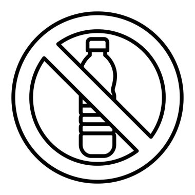 İçki Simgesi Yok, Basit Siyah ve Beyaz Vektör İllüstrasyonu