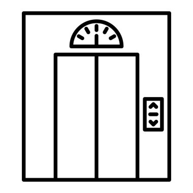 Asansör Simgesi, Basit Siyah ve Beyaz Vektör İllüstrasyonu