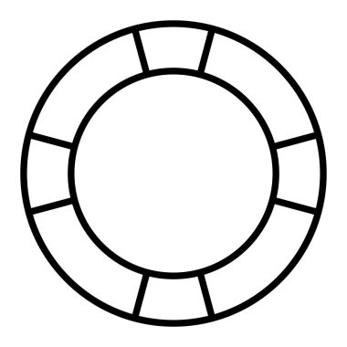 Lifebuoy Simgesi, Basit Siyah ve Beyaz Vektör İllüstrasyonu