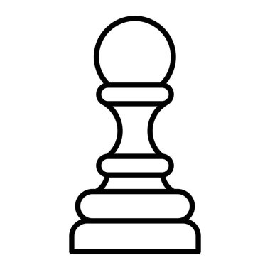 Satranç Simgesi, Basit Siyah ve Beyaz Vektör İllüstrasyonu