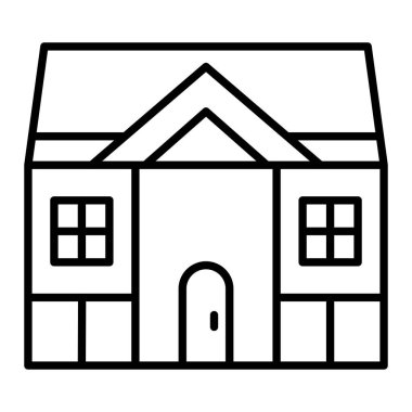 Bungalow Simgesi, Basit Siyah ve Beyaz Vektör İllüstrasyonu