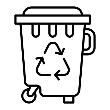 Çöp Kutusu Simgesi, Basit Siyah ve Beyaz Vektör İllüstrasyonu