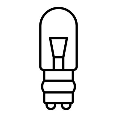 Ampul Simgesi, Basit Siyah ve Beyaz Vektör İllüstrasyonu