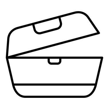 Tek kullanımlık ambalaj çizgisi simgesi, Basit Siyah ve Beyaz Vektör İllüstrasyonu