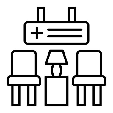 Bekleme odası simgesi, Basit Siyah ve Beyaz Vektör İllüstrasyonu