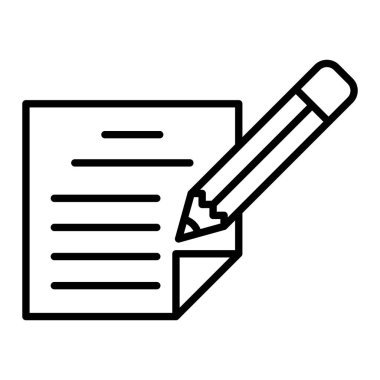 Simge Yazma Simgesi, Basit Siyah ve Beyaz Vektör İllüstrasyonu