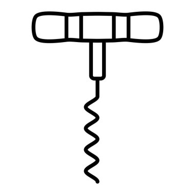 Tirbuşon Simgesi, Basit Siyah ve Beyaz Vektör İllüstrasyonu