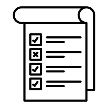 Simge Listesi, Basit Siyah ve Beyaz Vektör İllüstrasyonu