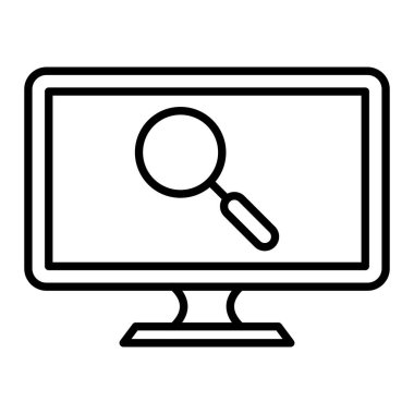 Araştırma Simgesi, Basit Siyah ve Beyaz Vektör İllüstrasyonu