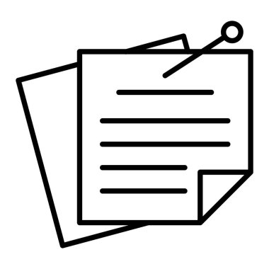 Çivilenmiş Simge, Basit Siyah ve Beyaz Vektör İllüstrasyonu