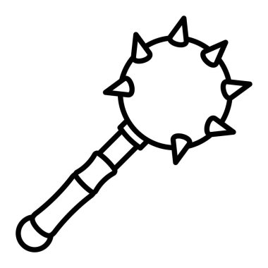 Mace Simgesi, Basit Siyah ve Beyaz Vektör İllüstrasyonu