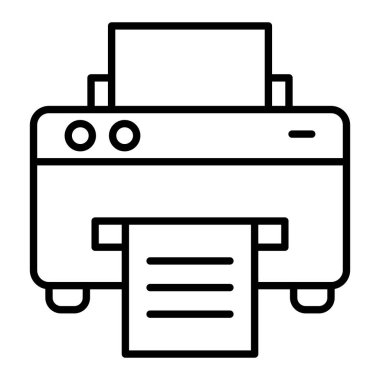 Yazıcı Simgesi, Basit Siyah ve Beyaz Vektör İllüstrasyonu