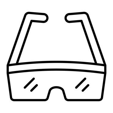 Güvenlik gözlüğü çizgisi simgesi, Basit Siyah ve Beyaz Vektör İllüstrasyonu