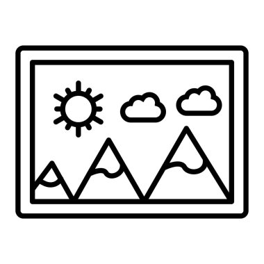 Resim Simgesi, Basit Siyah ve Beyaz Vektör İllüstrasyonu