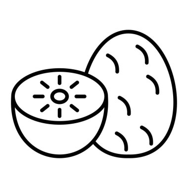 kiwi Simgesi, Basit Siyah ve Beyaz Vektör İllüstrasyonu