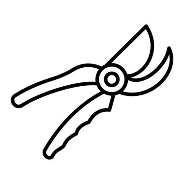 Secateurs Simgesi, Basit Siyah ve Beyaz Vektör İllüstrasyonu