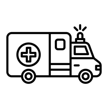 Ambulans Simgesi, Basit Siyah ve Beyaz Vektör İllüstrasyonu