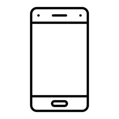 Cep telefonu Simgesi, Basit Siyah ve Beyaz Vektör İllüstrasyonu