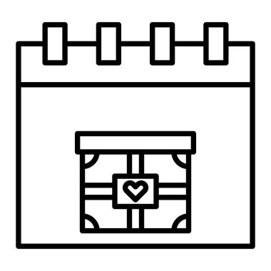 Takvim Simgesi, Basit Siyah ve Beyaz Vektör İllüstrasyonu