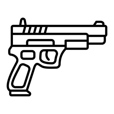 Silah Simgesi, Basit Siyah ve Beyaz Vektör İllüstrasyonu