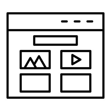 Tarayıcı Simgesi, Basit Siyah ve Beyaz Vektör İllüstrasyonu