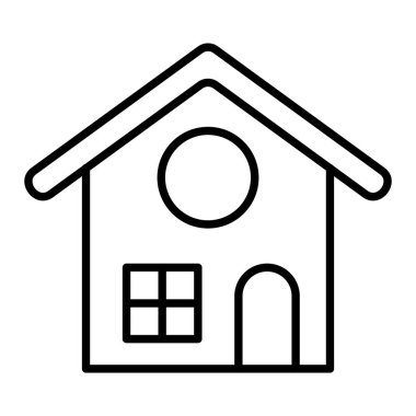 Ev Simgesi, Basit Siyah ve Beyaz Vektör İllüstrasyonu