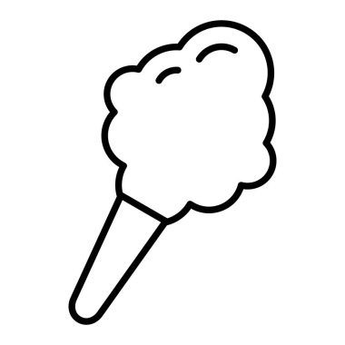 Pamuk Şeker Simgesi, Basit Siyah ve Beyaz Vektör İllüstrasyonu