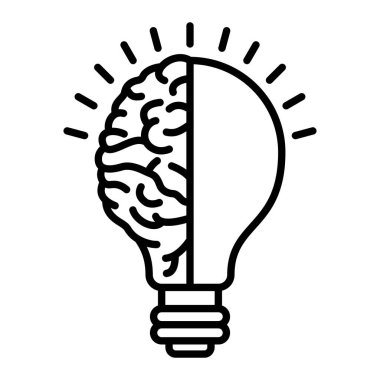 İnovasyon Simgesi, Basit Siyah ve Beyaz Vektör İllüstrasyonu