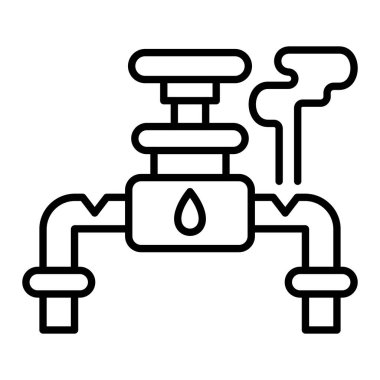 Gaz sızıntısı çizgisi simgesi, Basit Siyah ve Beyaz Vektör İllüstrasyonu